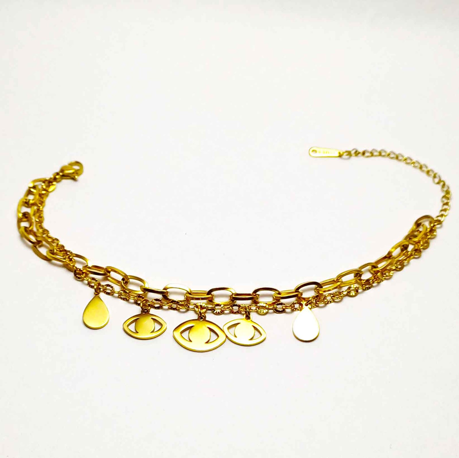 Gold Plated Multi-Layer Evil Eye Charm Bracelet – Anti Tarnish 1a bracelet m and s moradabad anti tarnish jewellery best jewelry beautiful jewelry m and s store 55001 gold plated bracelet anti tarnish jewelry m and s moradabad m and s store 55001